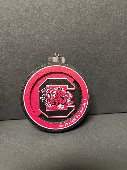 3D Gamecock Ornament - Logo