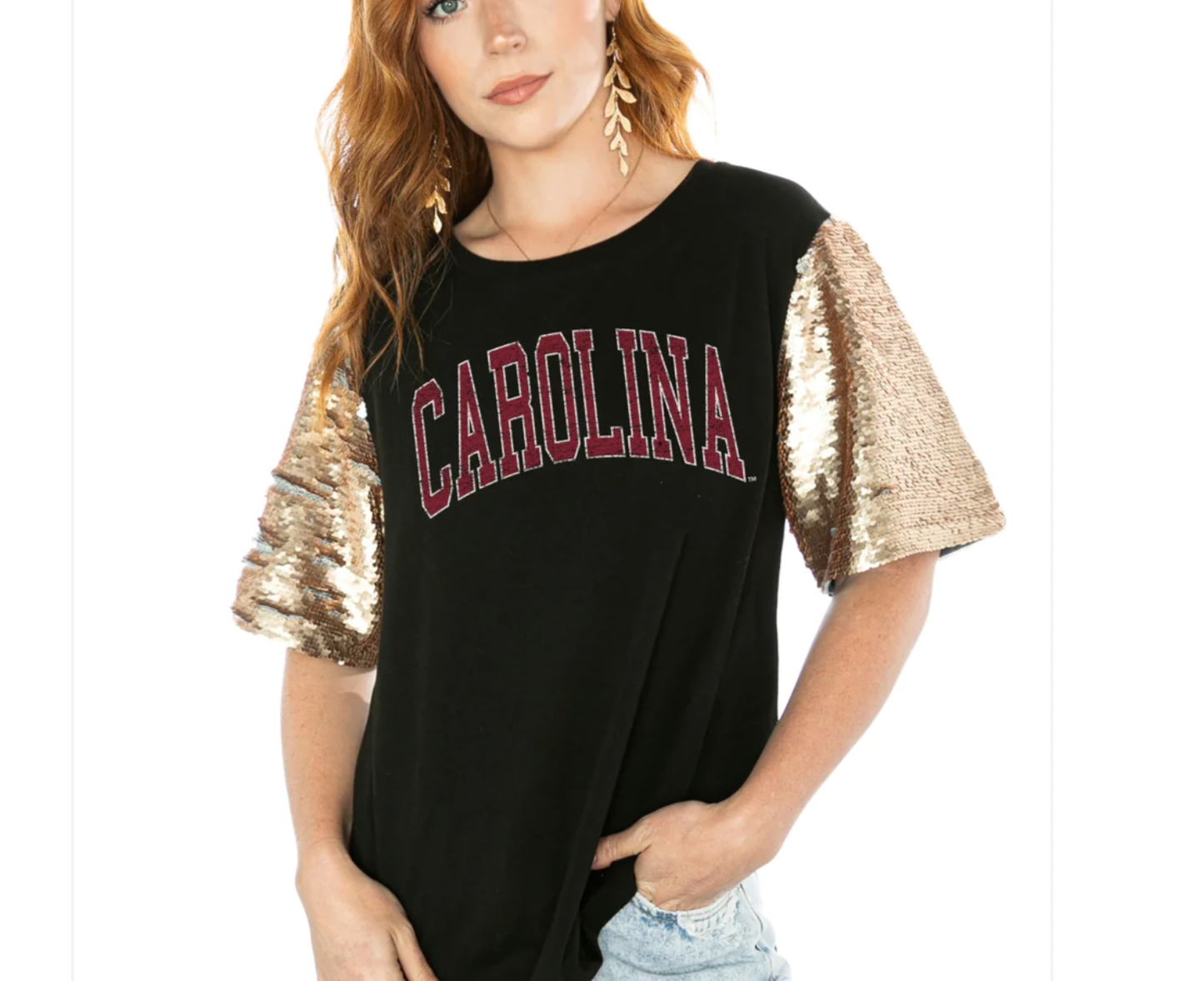 Bring Home The Gold Sequin Sleeve Top