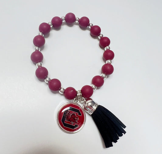 Gamecock Beaded Tassel Bracelet