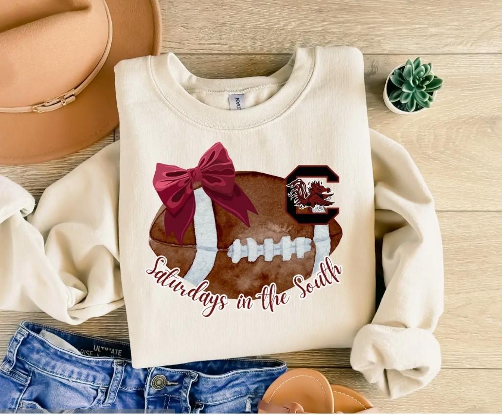 Gamecock sweatshirt football with bow