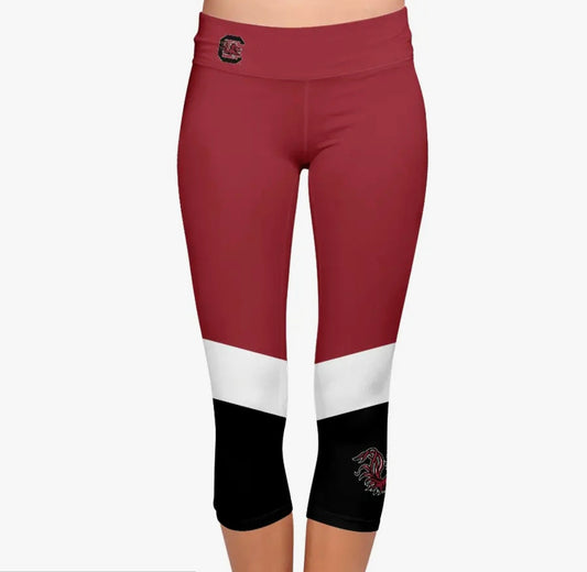 USC Women's Gamecock Legging Capris - Garnet & Black