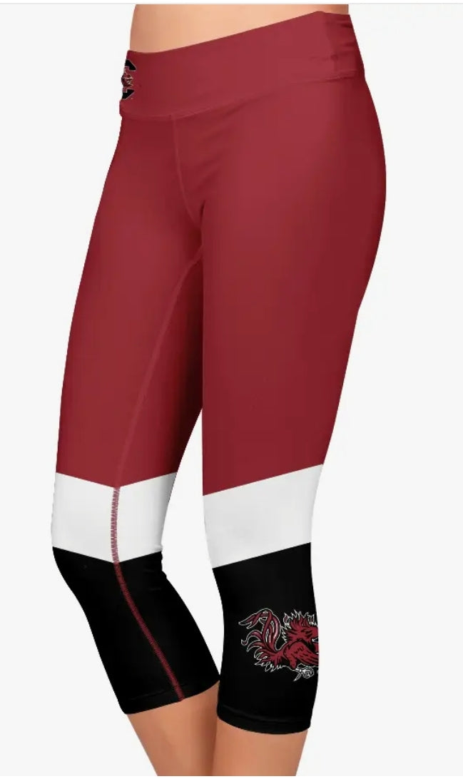 USC Women's Gamecock Legging Capris - Garnet & Black