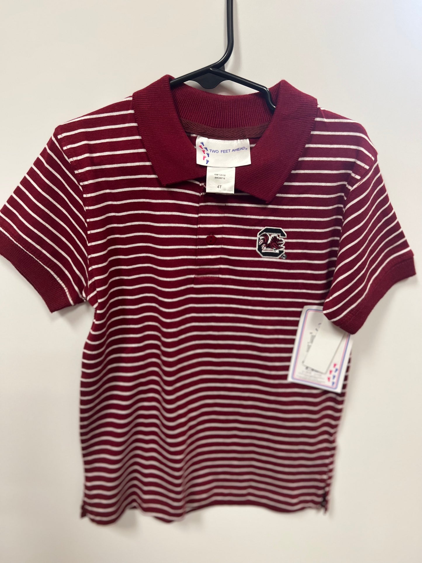 Kids Garnet Striped Gamecocks Polo