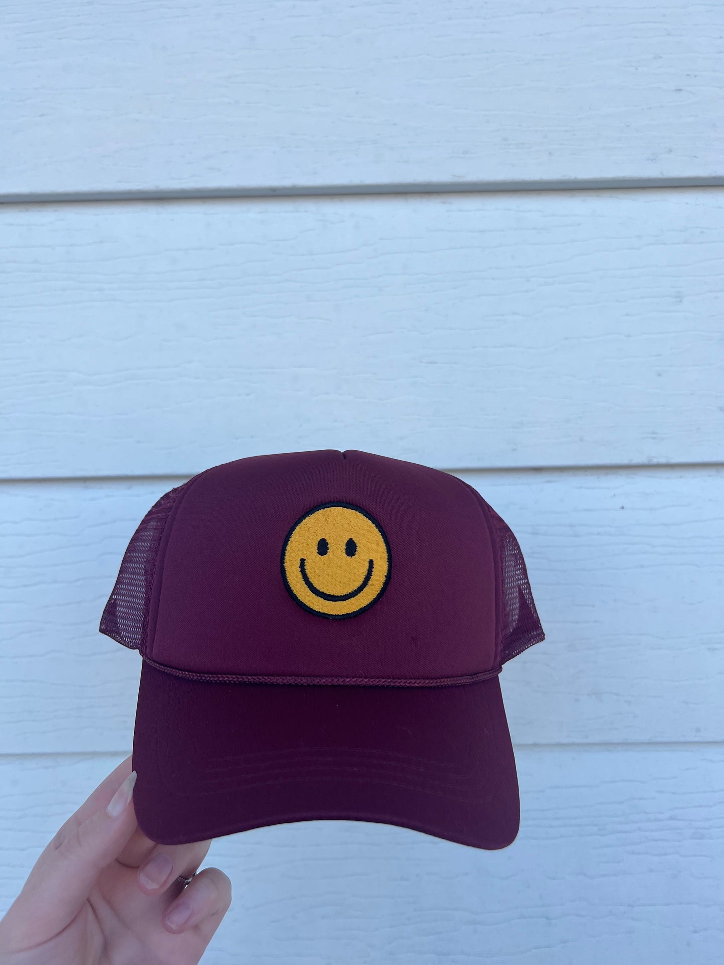 Smiley Garnet Trucker Hat