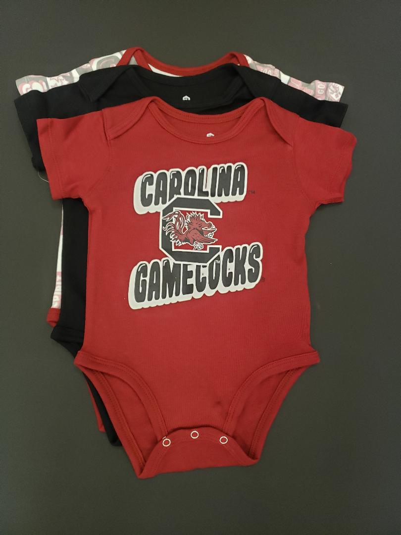 Set of 3 Baby Gamecock onesies