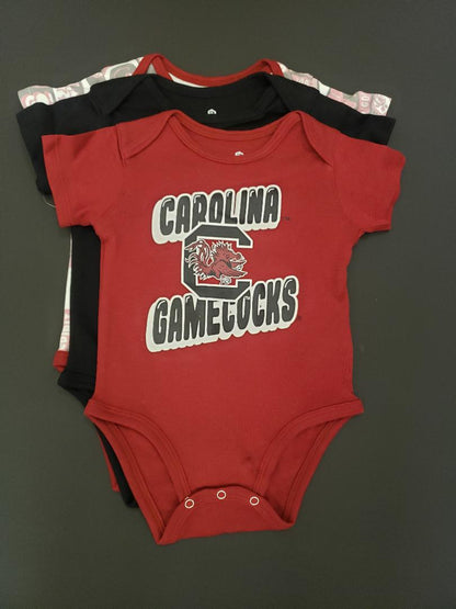 Set of 3 Baby Gamecock onesies