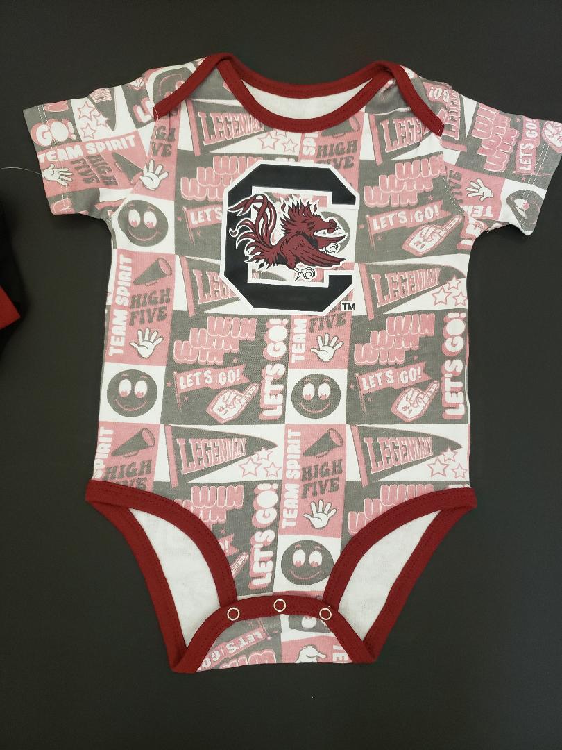 Set of 3 Baby Gamecock onesies