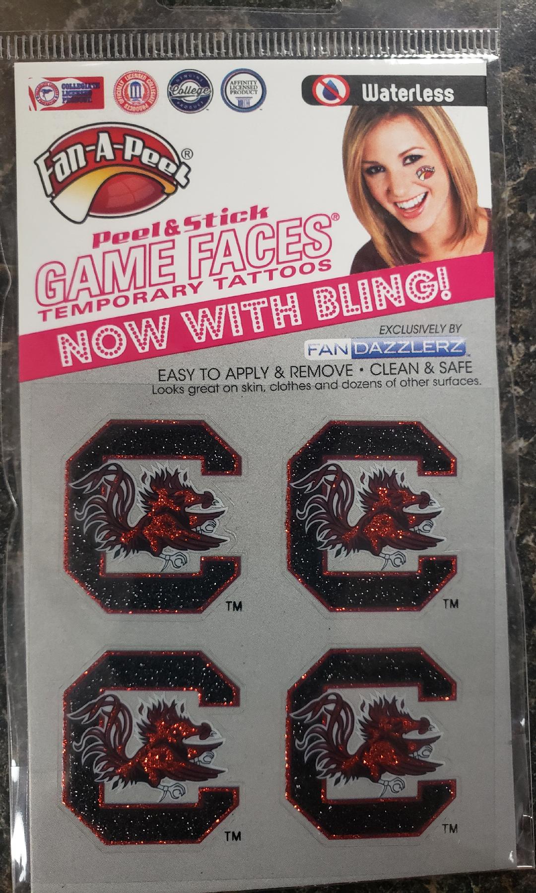 Gamecock Face Stickers Glittter